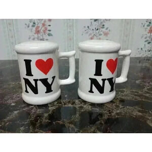 I Heart NY - I Love New York Souvenir Salt & Pepper Shakers - White, Black & Red